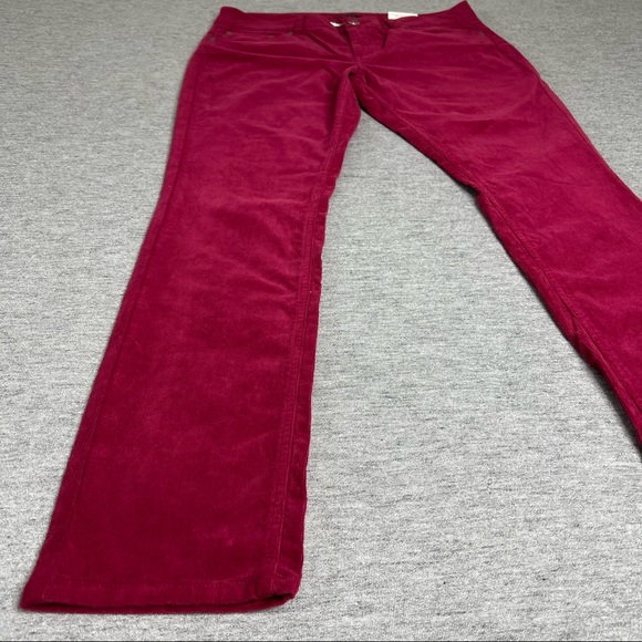 NWT Tommy Hilfiger Red Corduroy Slim Low-rise Pants / Trousers Women’s Size 12 - Picture 2 of 10